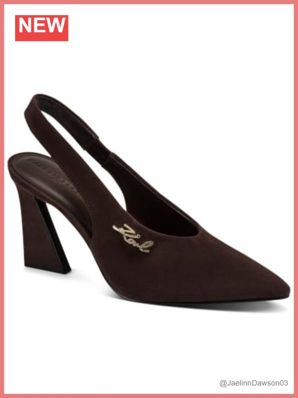 Karl Lagerfeld Lauryn Slingback Pump Pointed Toe Stiletto Heel Women's Faux